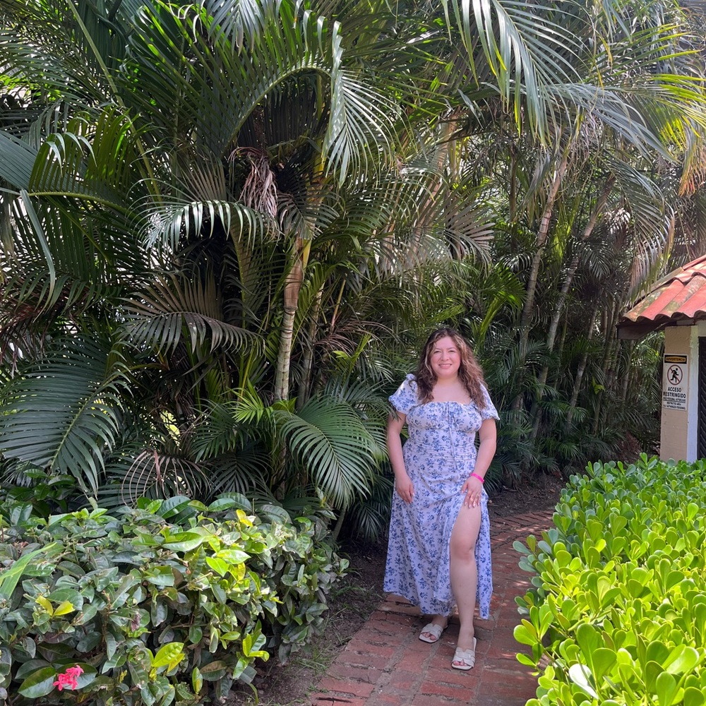 Floral cottagecore dress XL with slit